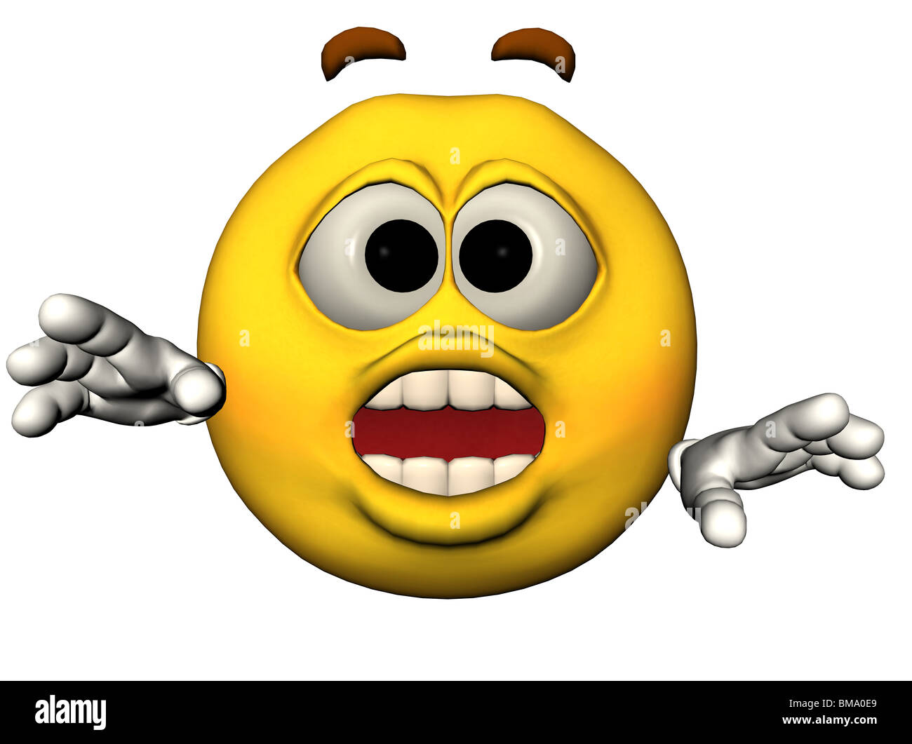 3D illustrazione di un sorpreso emoticon Foto Stock