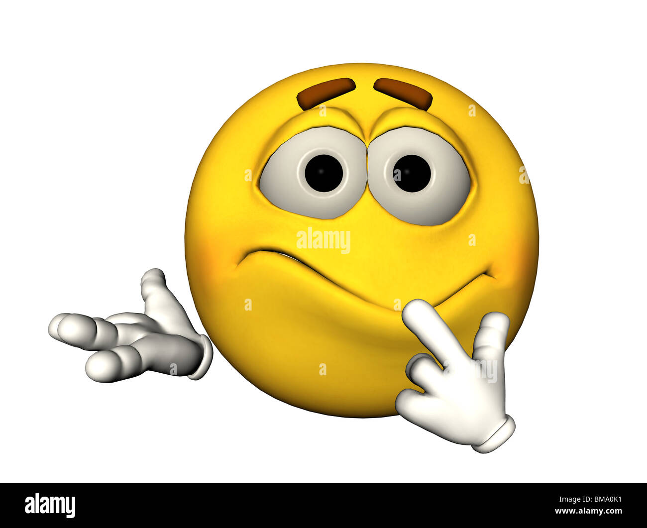 3D illustrazione di un confuso emoticon Foto Stock