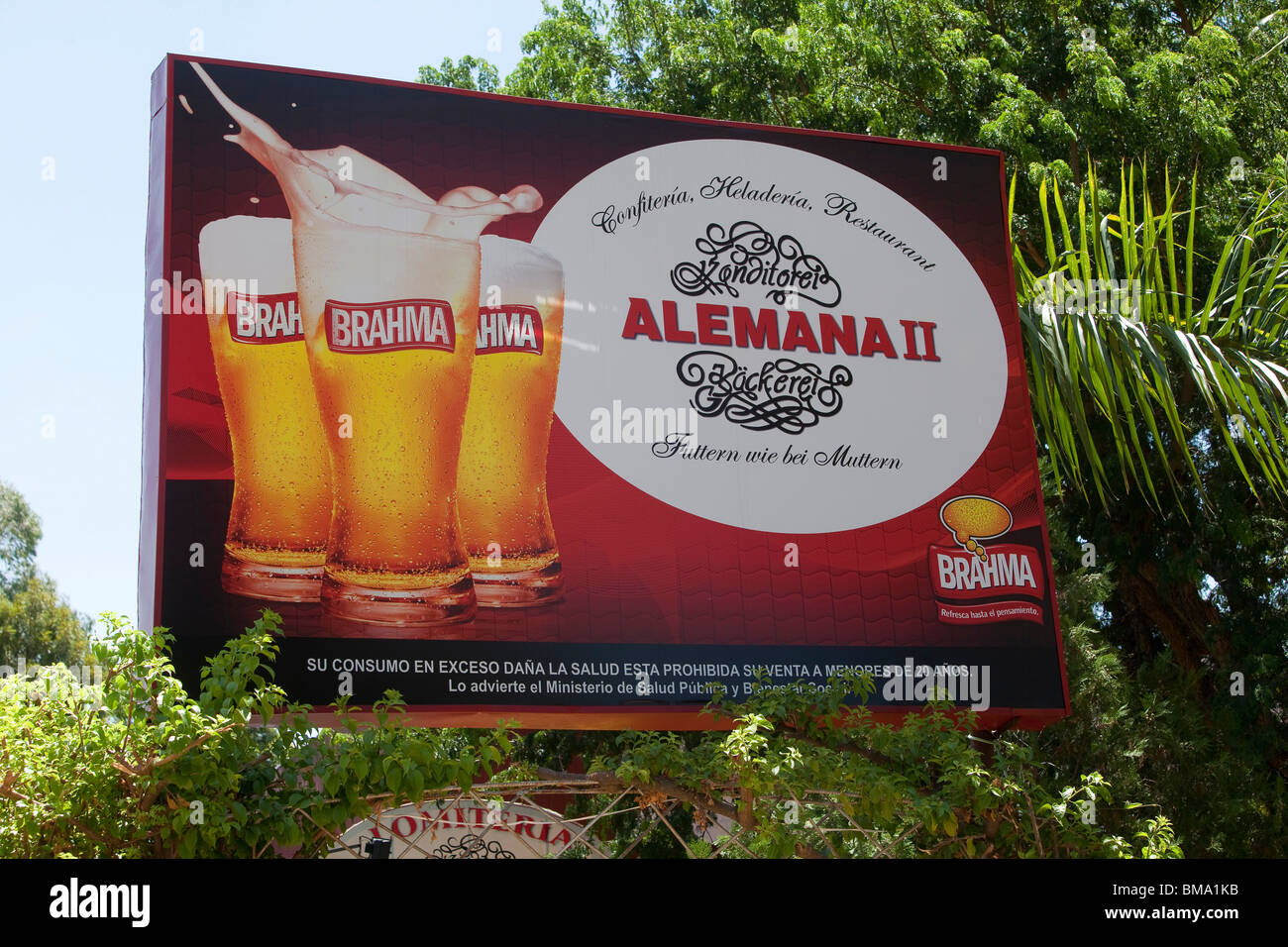 Il Paraguay, San Bernardino, la pubblicità di un tedesco di bar e caffetteria Foto Stock