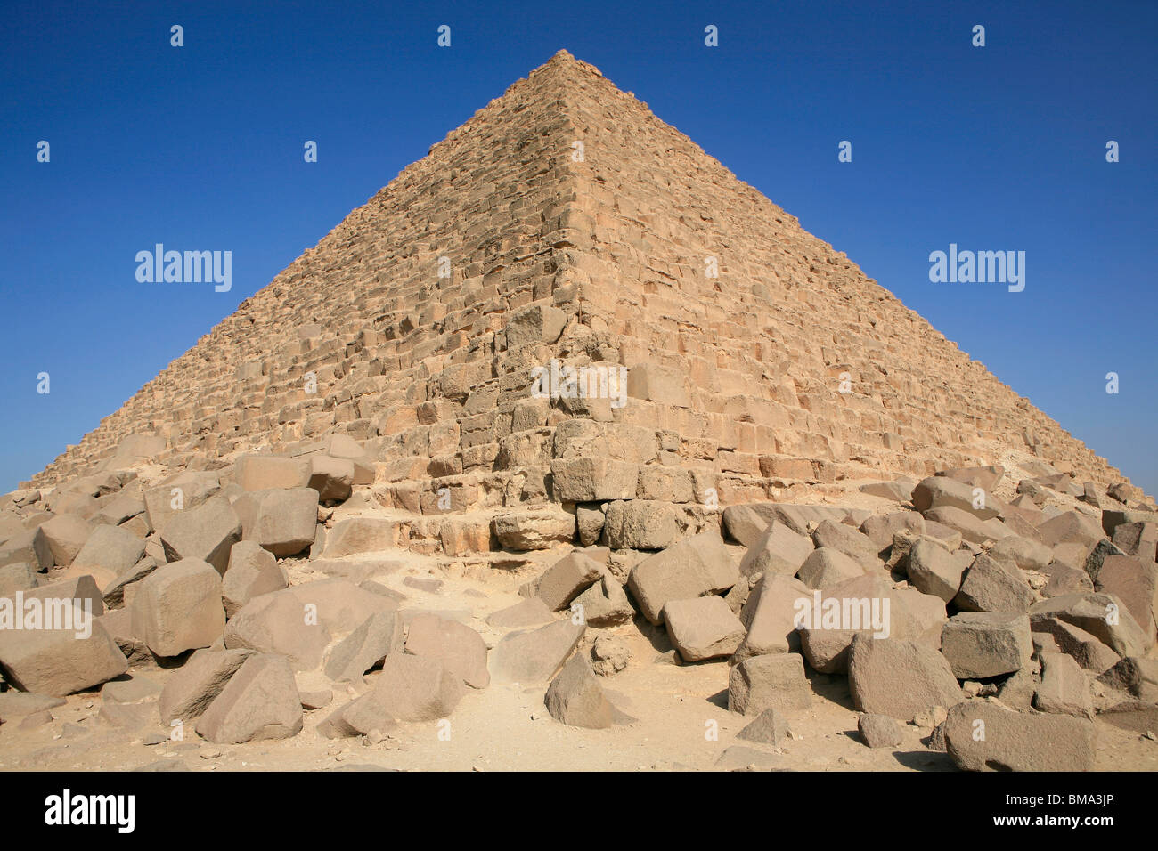 Close-up della piramide della IV dinastia faraone Menkaure (Mykerinos) in Giza, Egitto Foto Stock