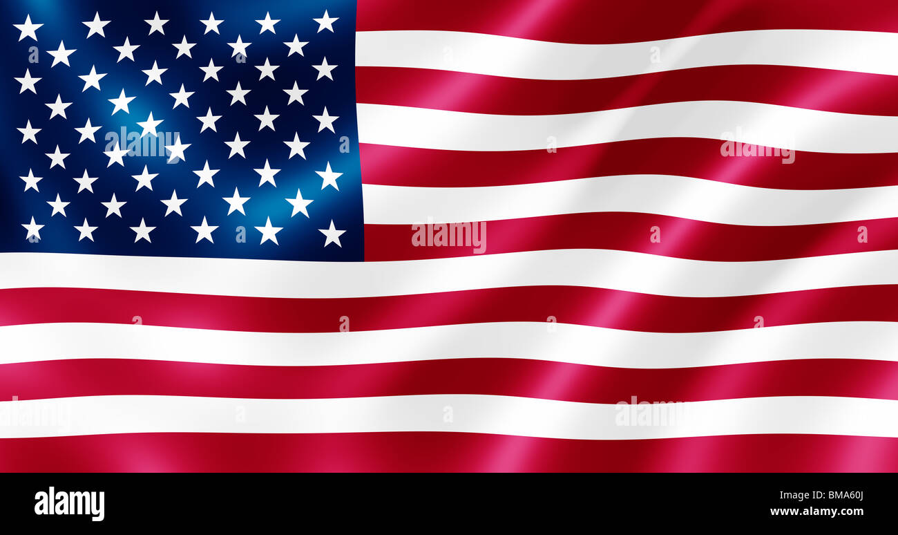 Bandiera degli Stati Uniti al vento illustrazione. Foto Stock