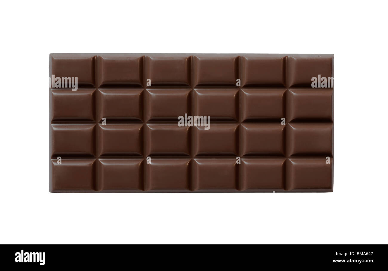 Pezzo di cioccolato fondente isolati su sfondo bianco Foto Stock