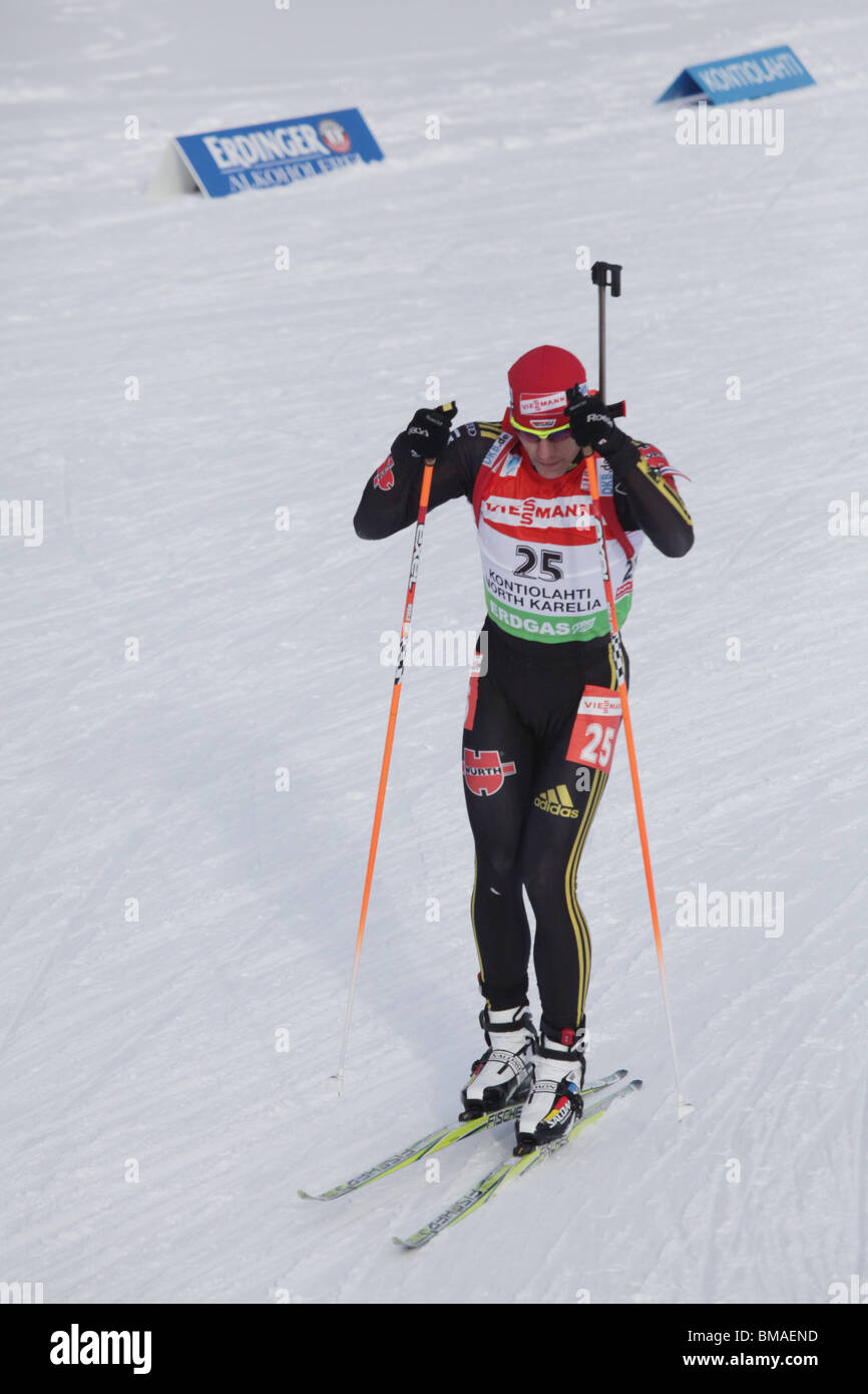 Arnd Peiffer Germania uomini 10km Sprint IBU Coppa del Mondo di Biathlon Kontiolahti Finlandia 14 marzo 2010 Foto: ROB WATKINS Foto Stock