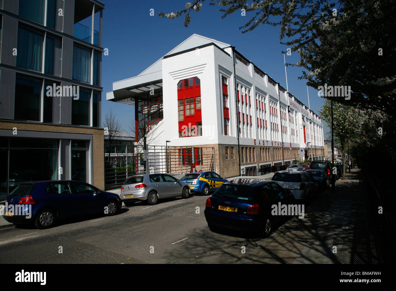 Supporto est del vecchio Arsenal Football Stadium (ora convertiti in piazza di Highbury sviluppo residenziale) di Highbury, London, Regno Unito Foto Stock