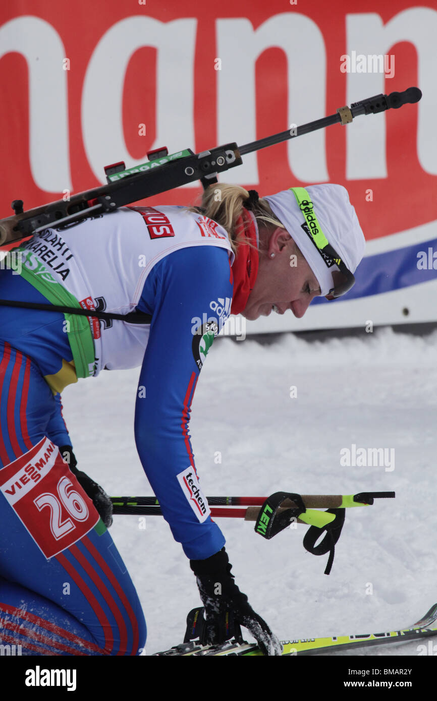 Eva Tofalvi Romania donne 7.5km Sprint IBU Coppa del Mondo di Biathlon Kontiolahti Finlandia 14 marzo 2010 Foto: ROB WATKINS Foto Stock