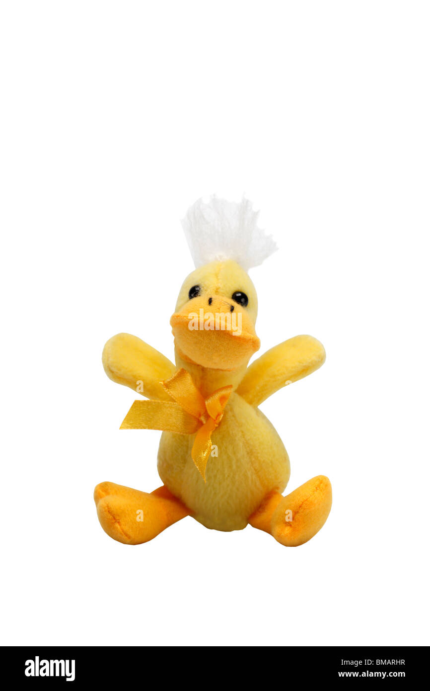Giallo ripiene di anatra giocattolo morbido Foto Stock