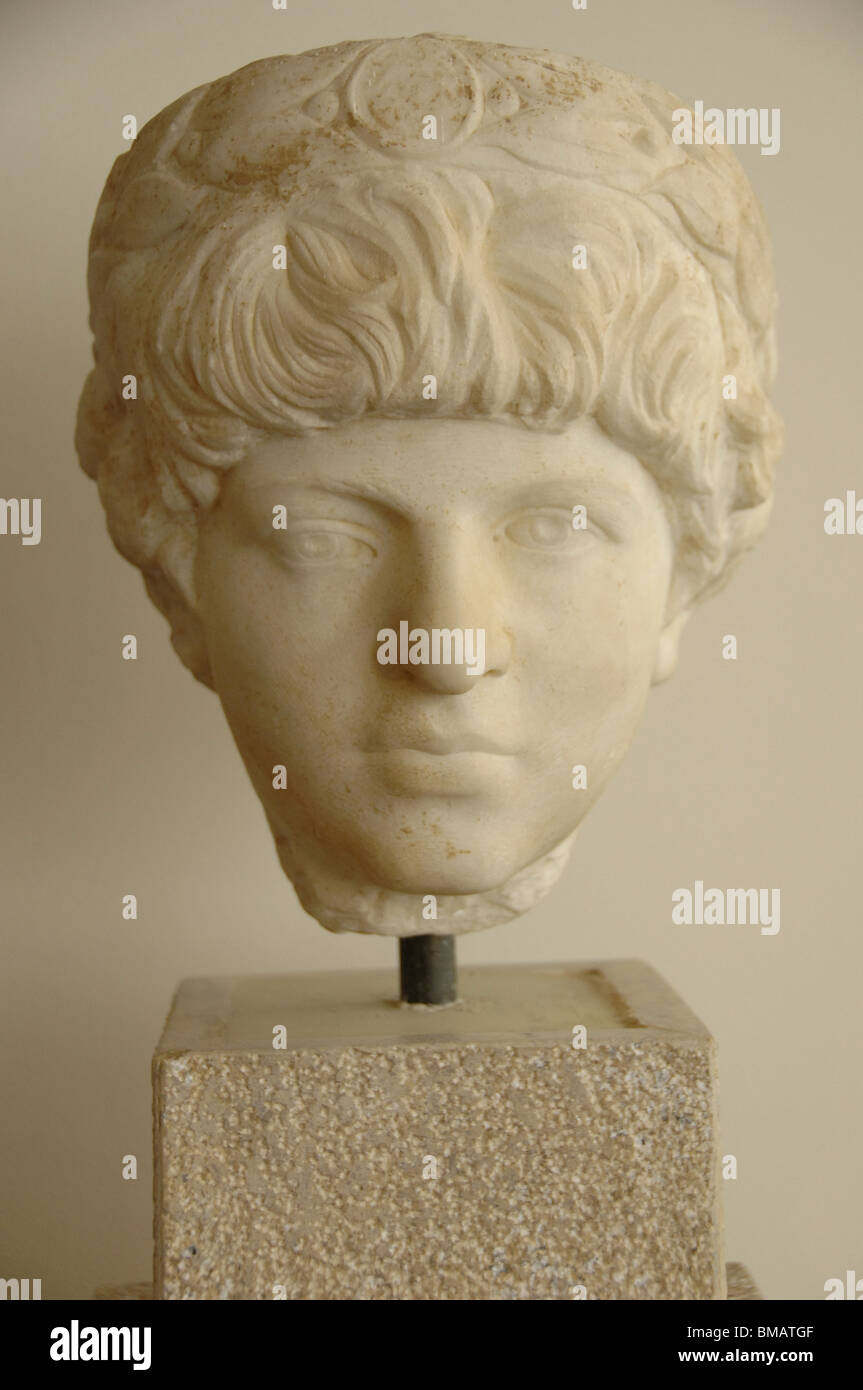 Lucius Verus Augustus. Imperatore romano (161-169). Busto. Olympia Museo Archeologico. Ilia provincia. Regione del Peloponneso. La Grecia. Foto Stock