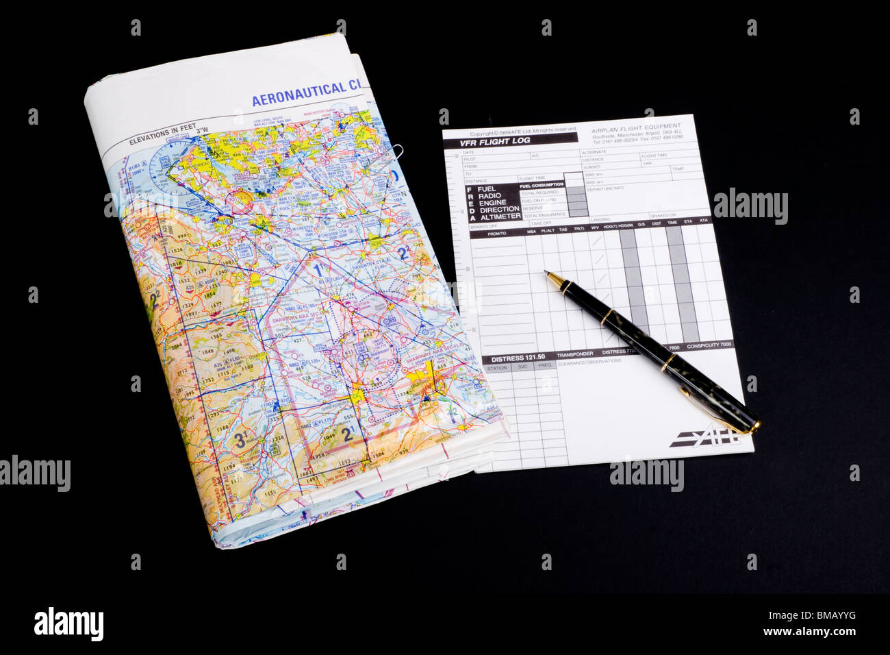 Diagramma di aeronautica e volo VFR pad del piano Foto Stock