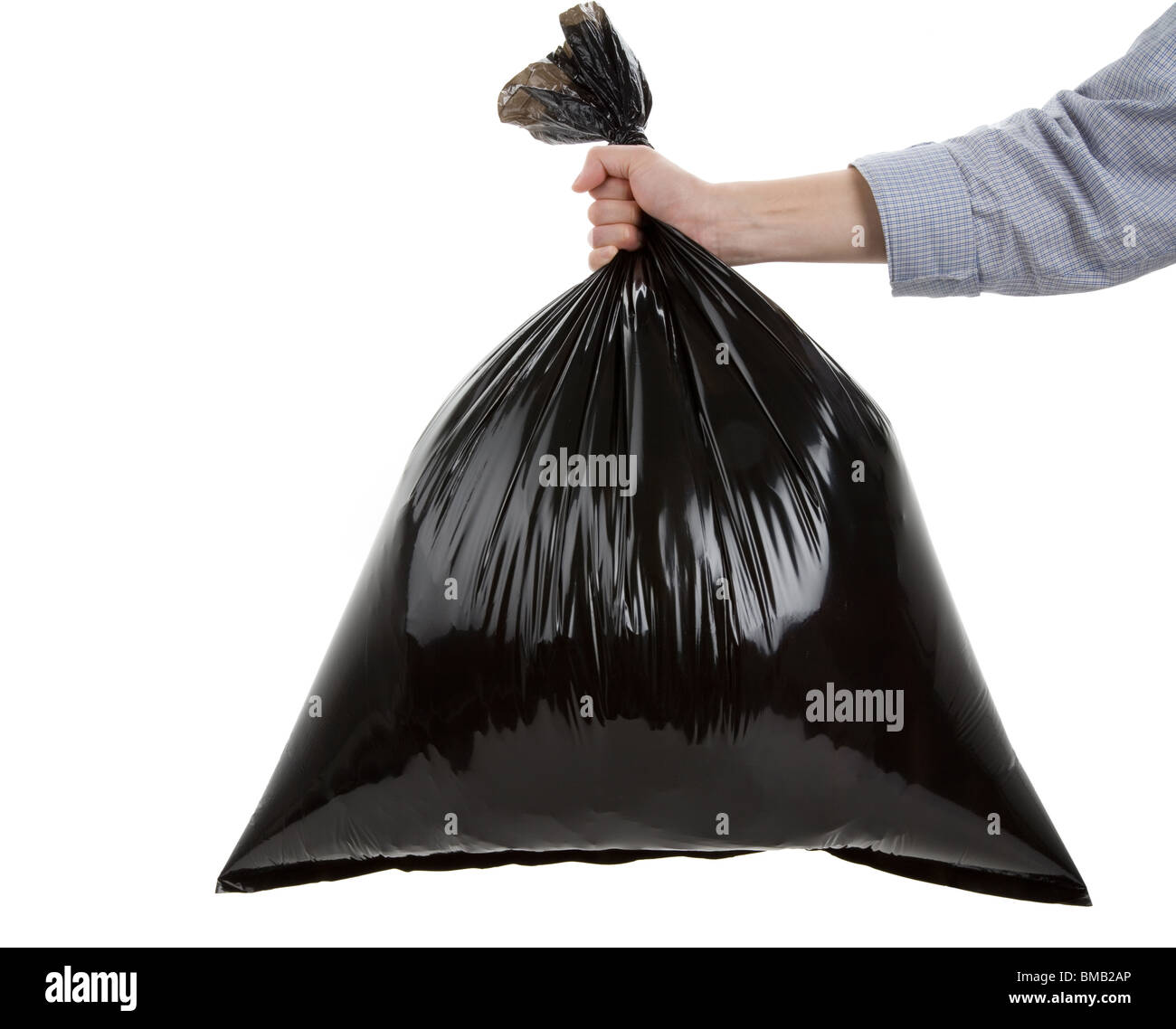 Black Garbage Bag close up Foto Stock