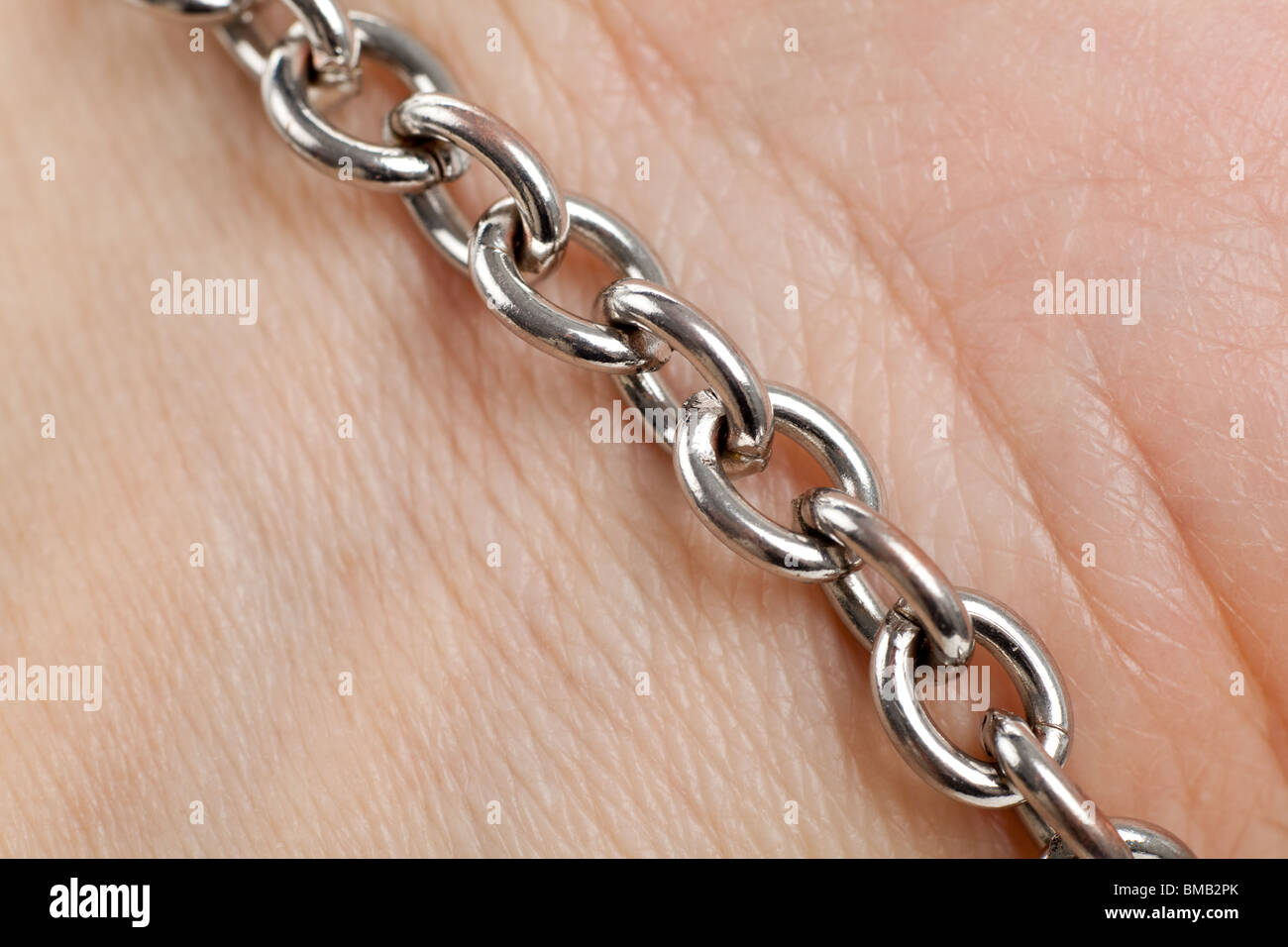 Catena d'argento,gioielli, close up Foto Stock