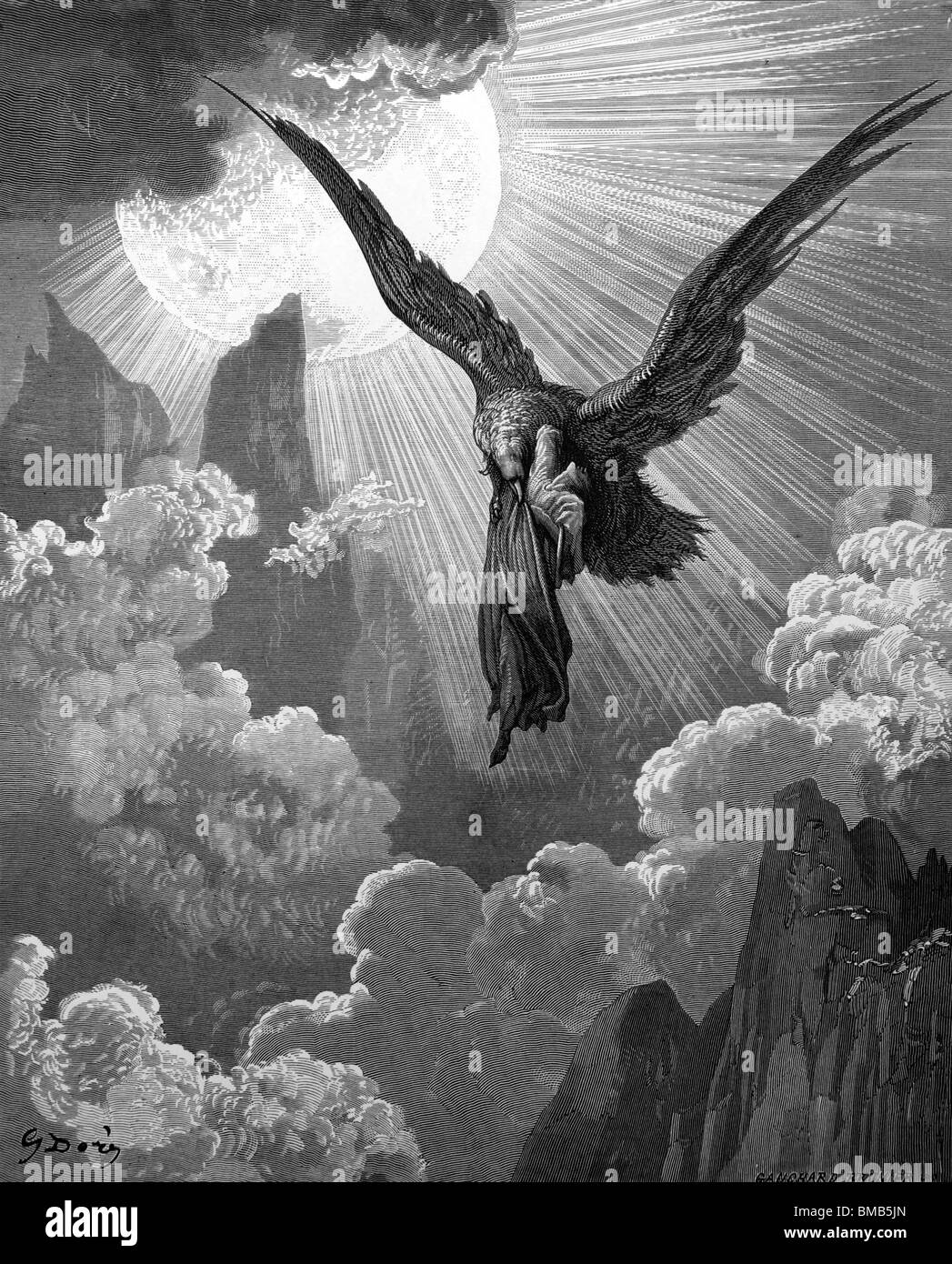 Incisione di Gustave Doré da Dante Alighieri nella Divina Commedia "il purgatorio e il paradiso"; Dante sogni Foto Stock