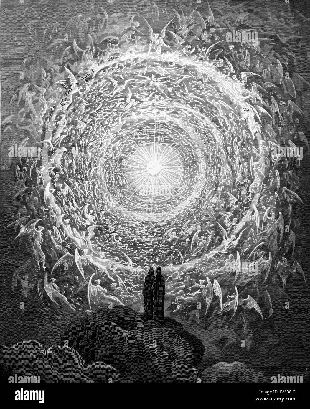 Incisione di Gustave Doré da Dante Alighieri nella Divina Commedia "Paradiso"; Canto XXXI; Dante nell'Empireo Foto Stock
