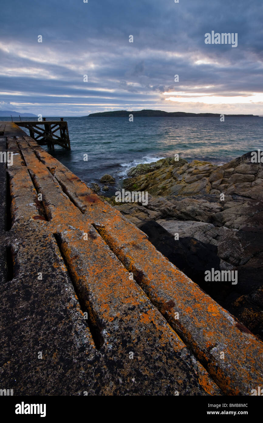 Portencross pier tramonto, Ayrshire Foto Stock