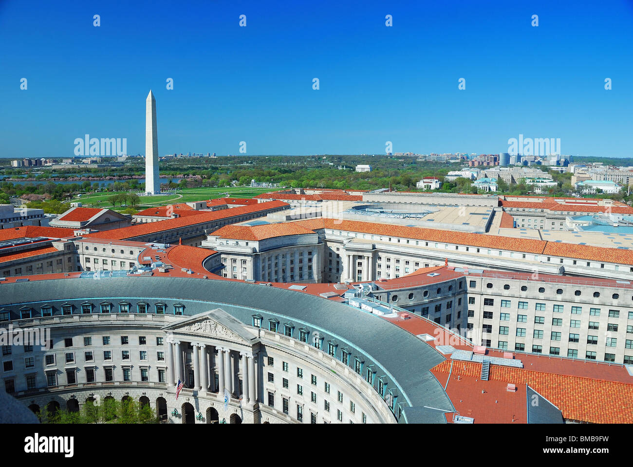 Washington DC vista aerea con il Monumento a Washington e architettura storica. Foto Stock