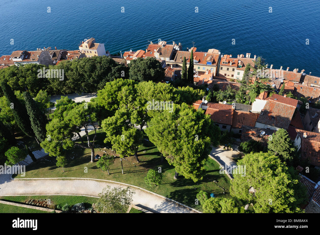 Vista aerea della cittadina istriana Rovigno Croazia Foto Stock