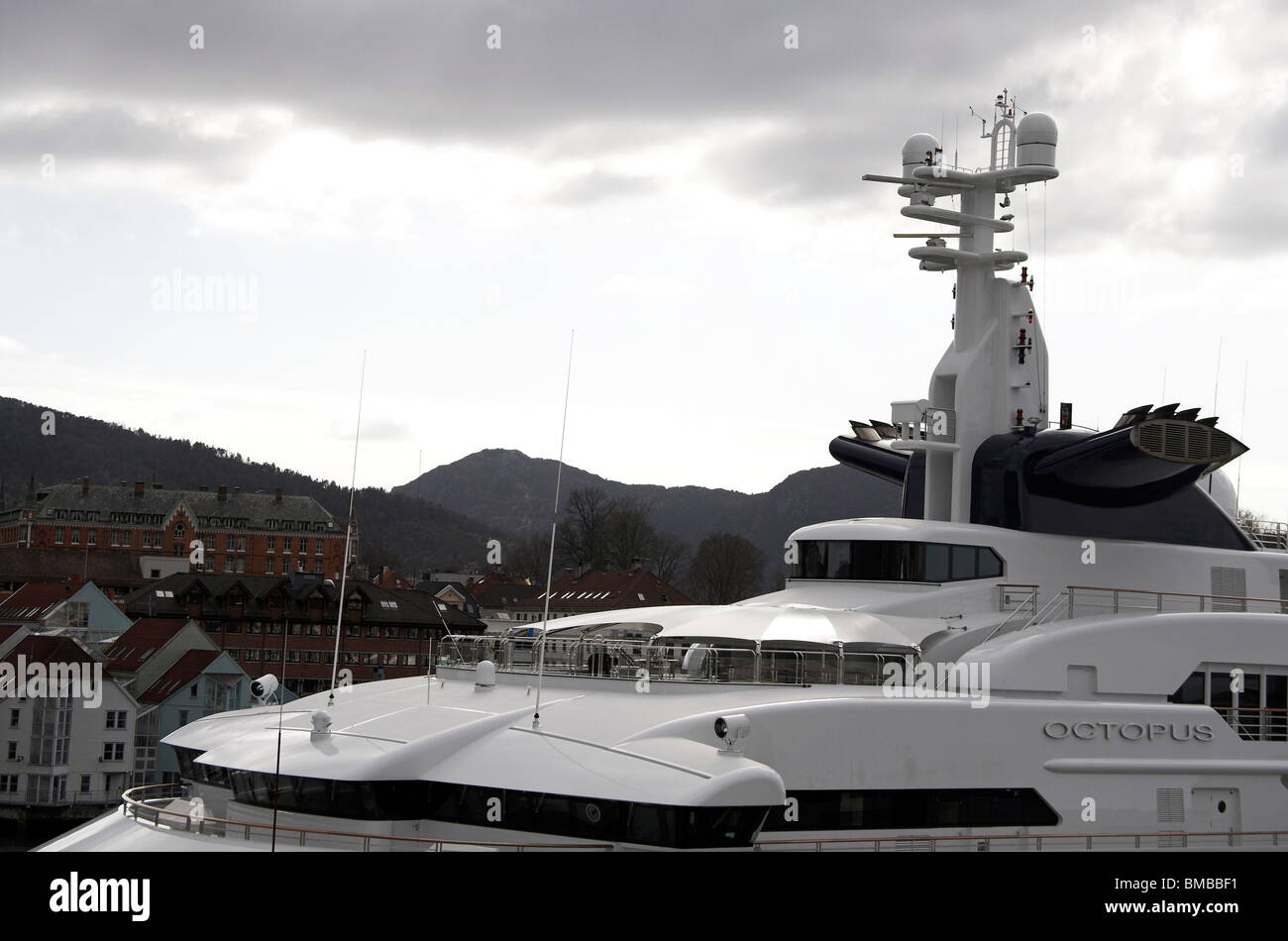 Paul Allen's super yacht, polpo, Bergen, Norvegia, Scandinavia, Europa Foto Stock