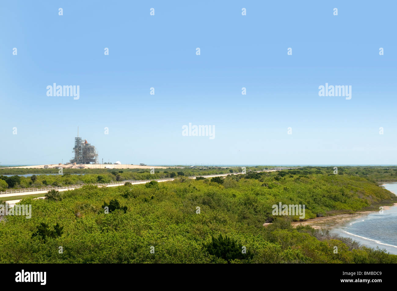 Launch Complex 39 (LC-39), il tampone 39A per il lancio presso il Kennedy Space Center di Cape Canaveral, in Florida, Stati Uniti d'America Foto Stock