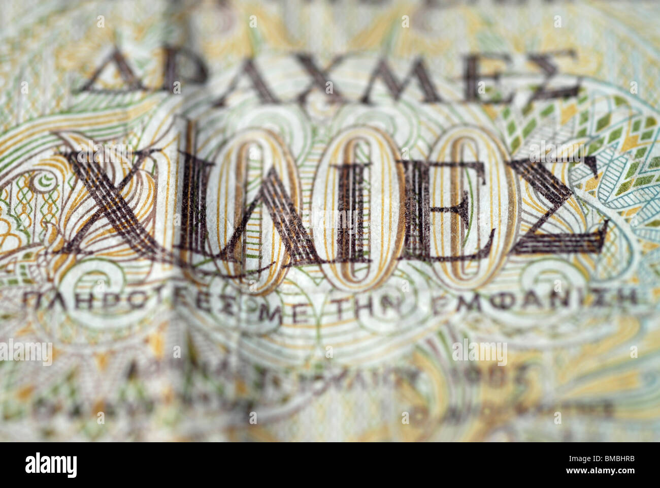Dettaglio del 1000 Drachmen-Note, antica Grecia denaro Foto Stock