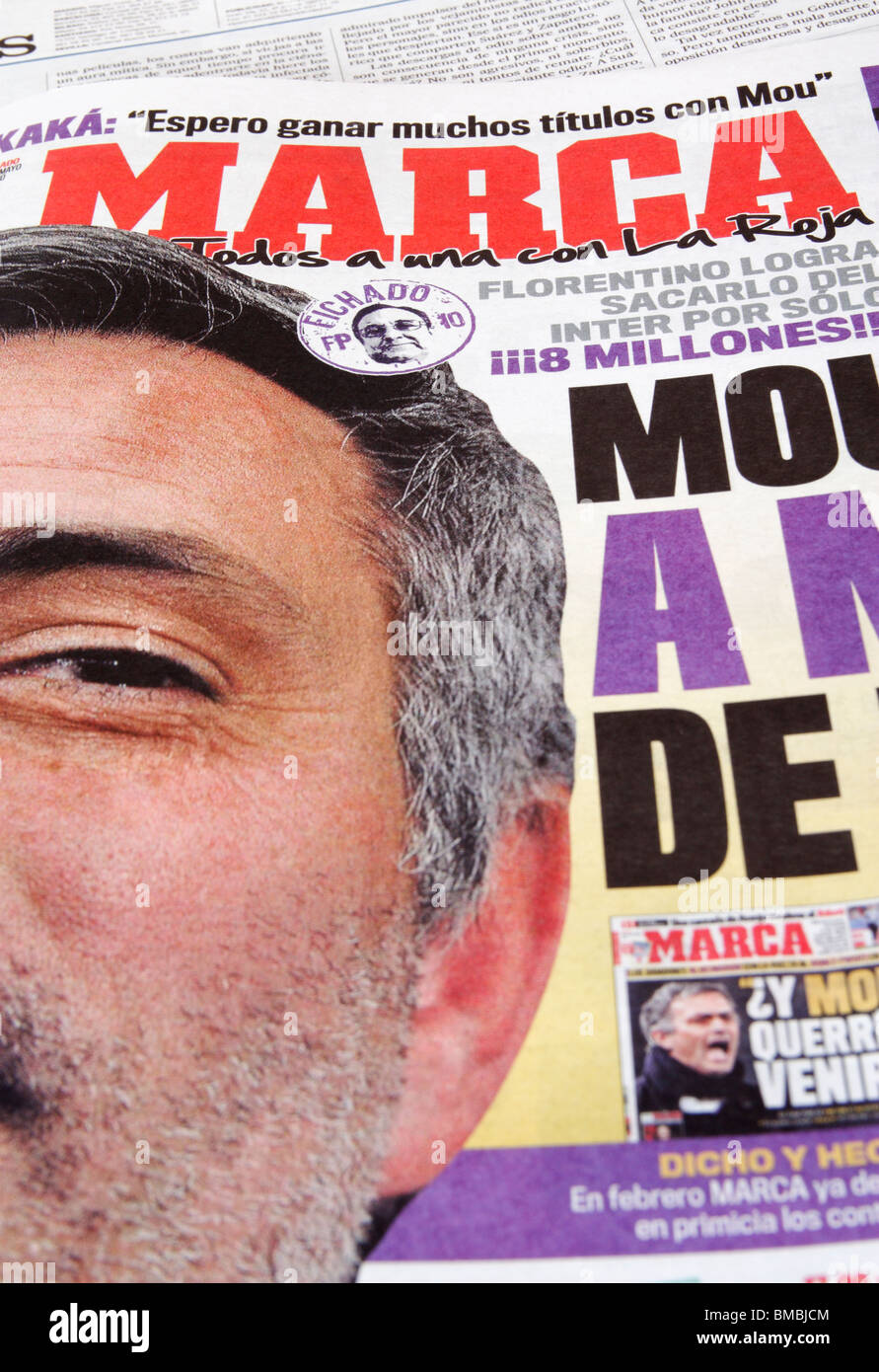 José Mourinho sulla copertina di marca, Spagna top selling quotidiano sportivo Foto Stock