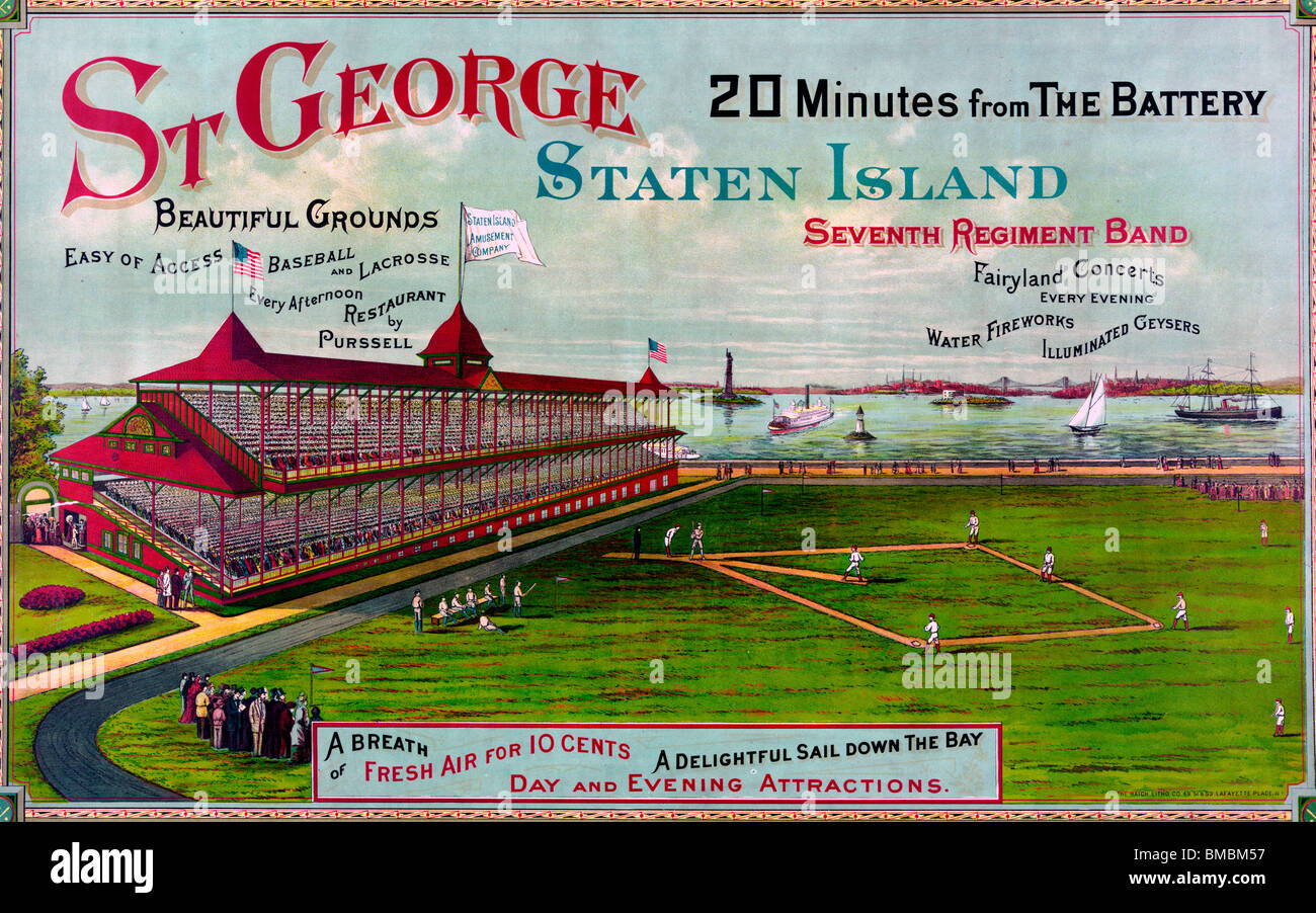 St George Staten Island 20 minuti dalla batteria - 1886 Poster Foto Stock
