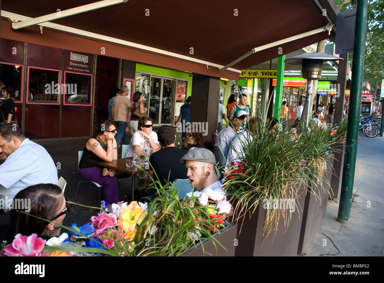 Sala da pranzo esterna Swanston Street, Melbourne CBD, Victoria Australia Foto Stock