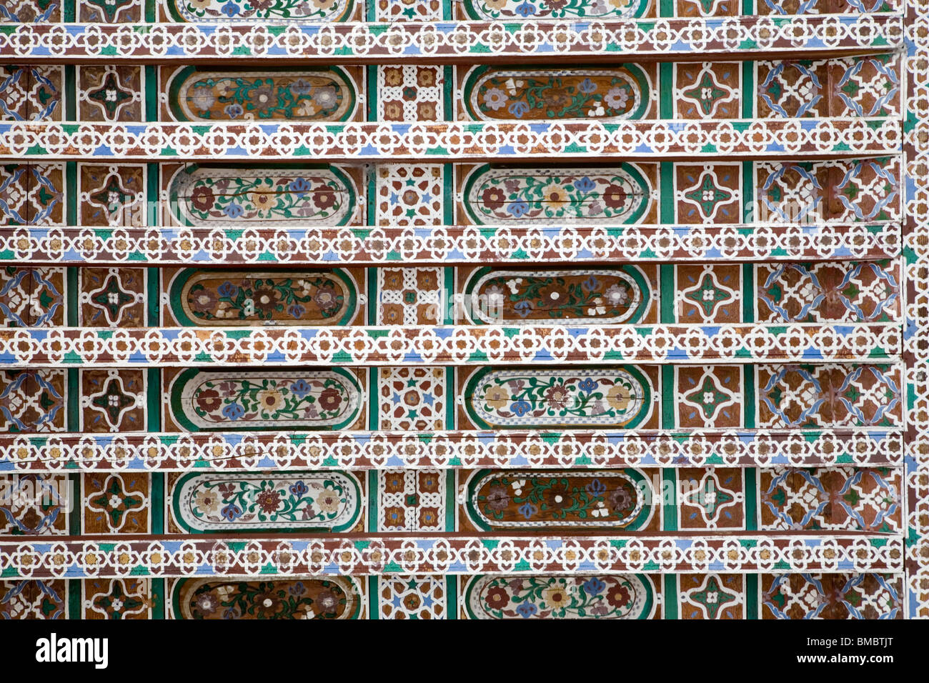 Dettaglio del soffitto , El Palazzo Bahia , Marrakech , Marocco , il Nord Africa Foto Stock