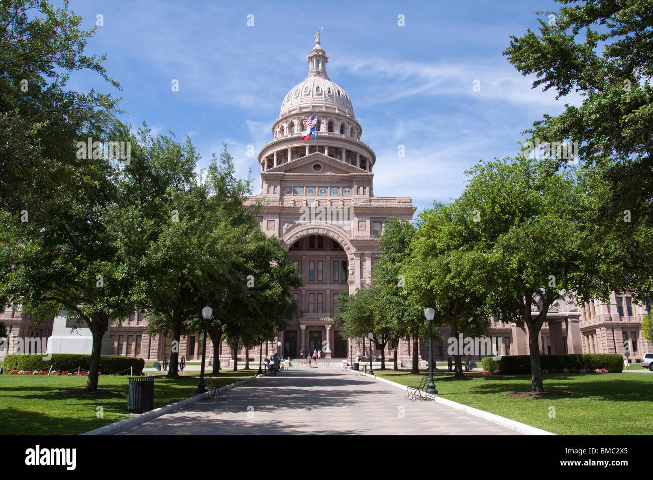 Ingresso anteriore del Texas State Capitol Building o statehouse di Austin Foto Stock