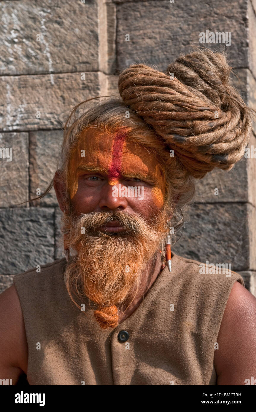 Sadhu, Tempio di Pashupatinath, Kathmandu, Nepal Foto Stock