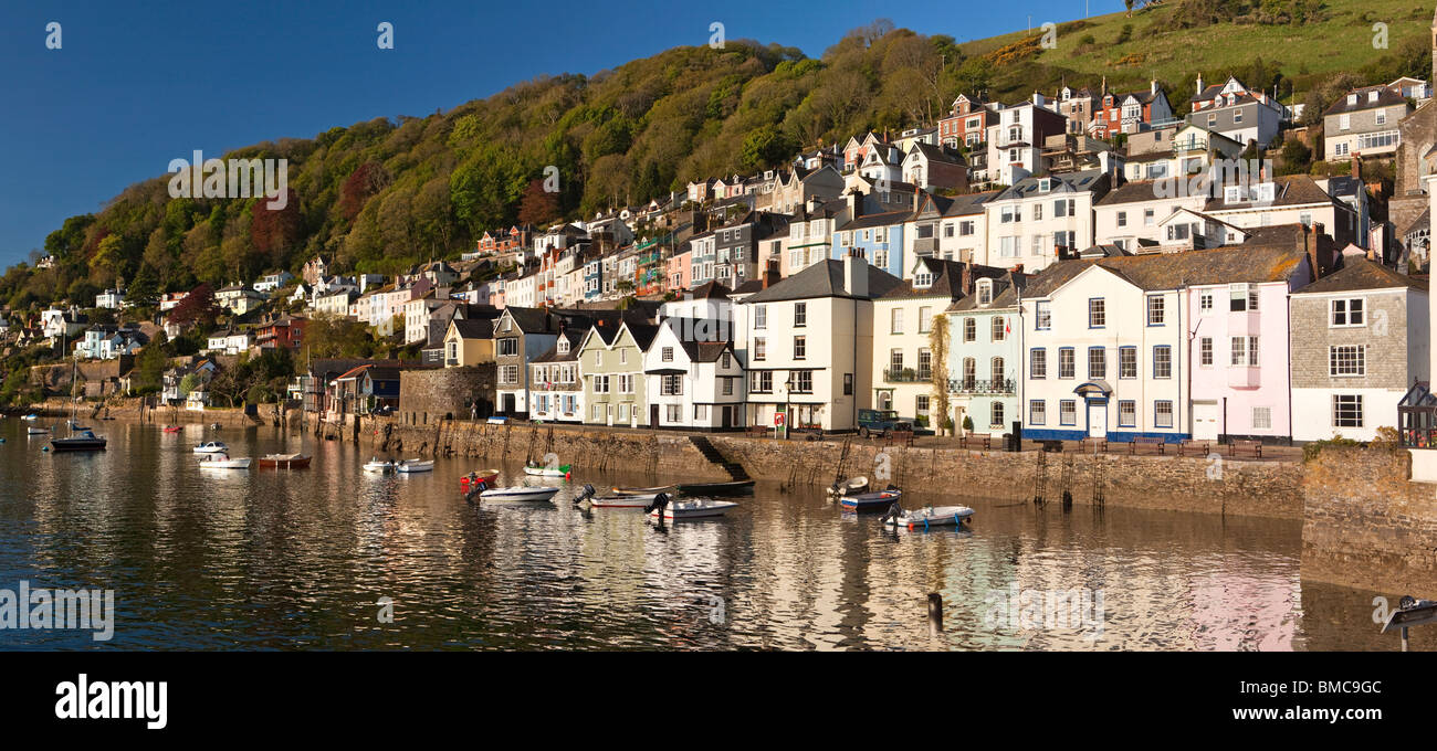 Regno Unito, Inghilterra, Devon, Dartmouth, Bayard's Cove la mattina presto, panoramica Foto Stock