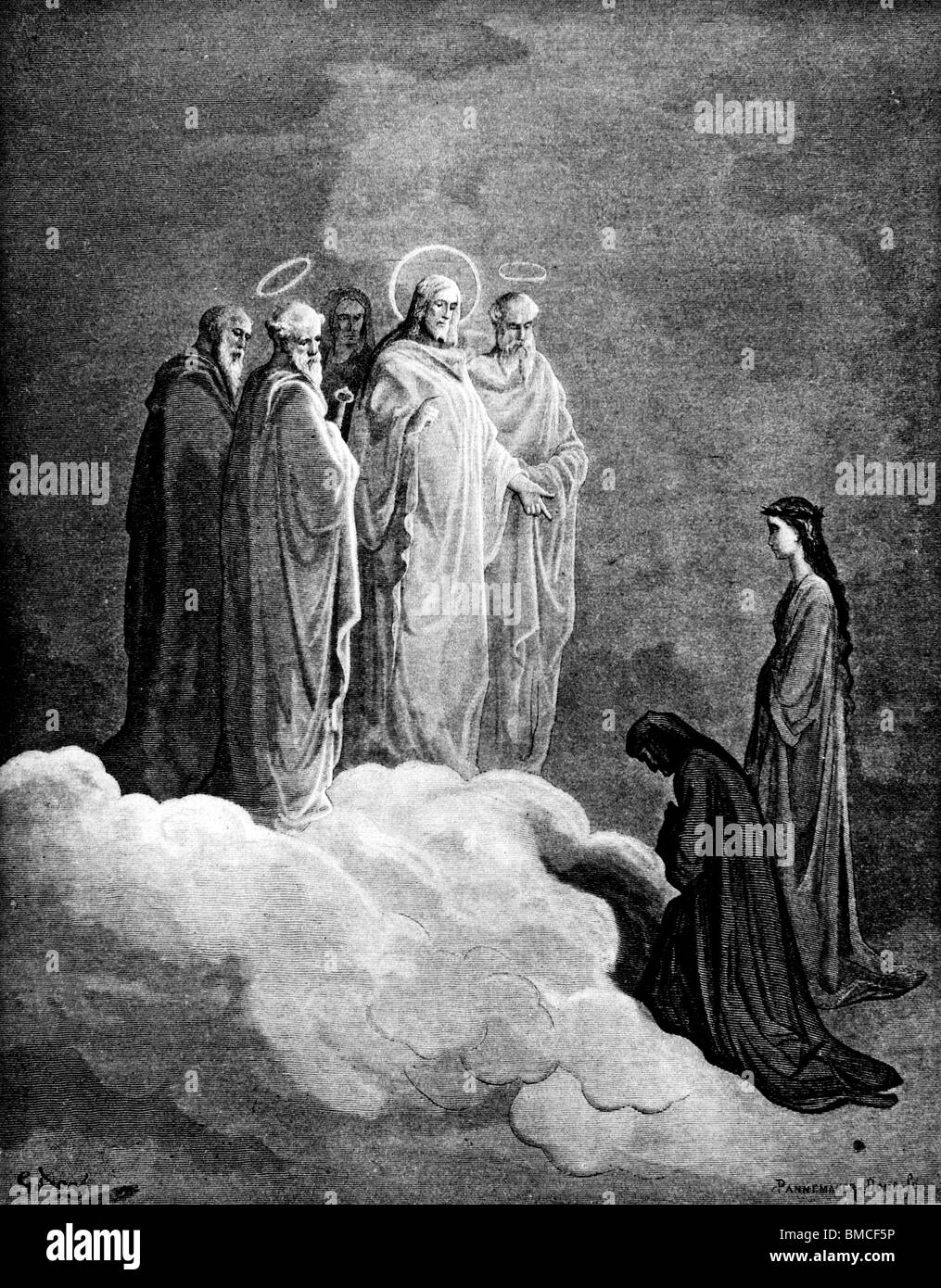 Dante con tre santi apostoli Foto Stock