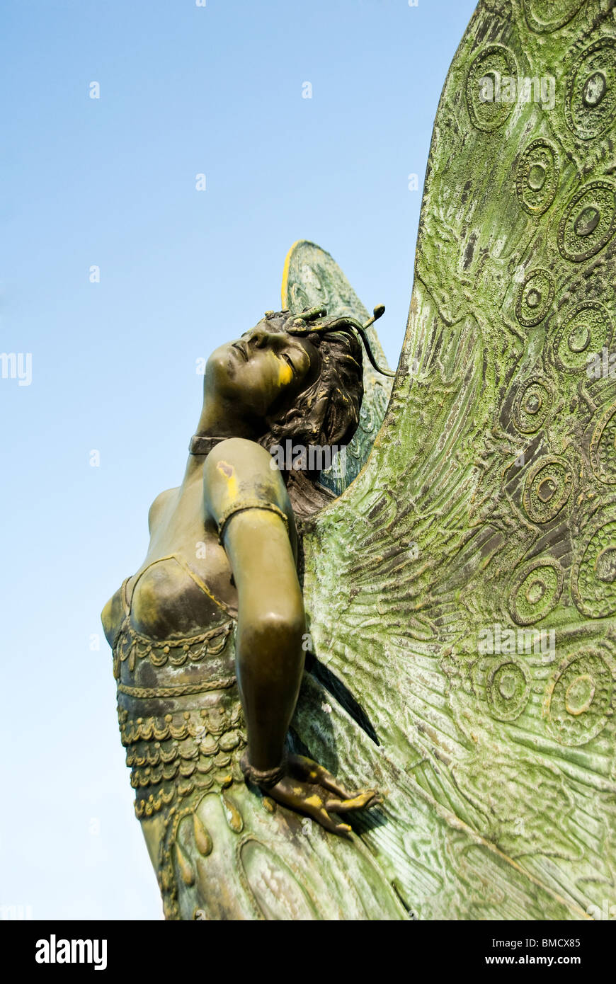 La Butterfly Lady, scultura in bronzo di agosto Moreau il quartiere del teatro e delle arti di Sarasota, Florida, Stati Uniti d'America Foto Stock