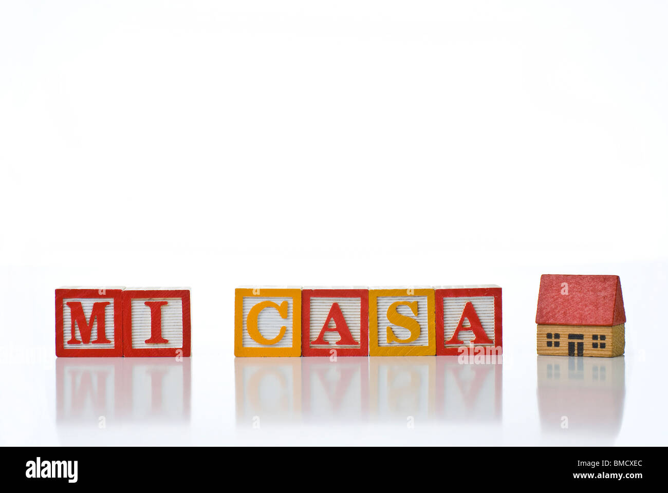 Colorata per bambini ortografia blocchi MI CASA con una casa Foto Stock