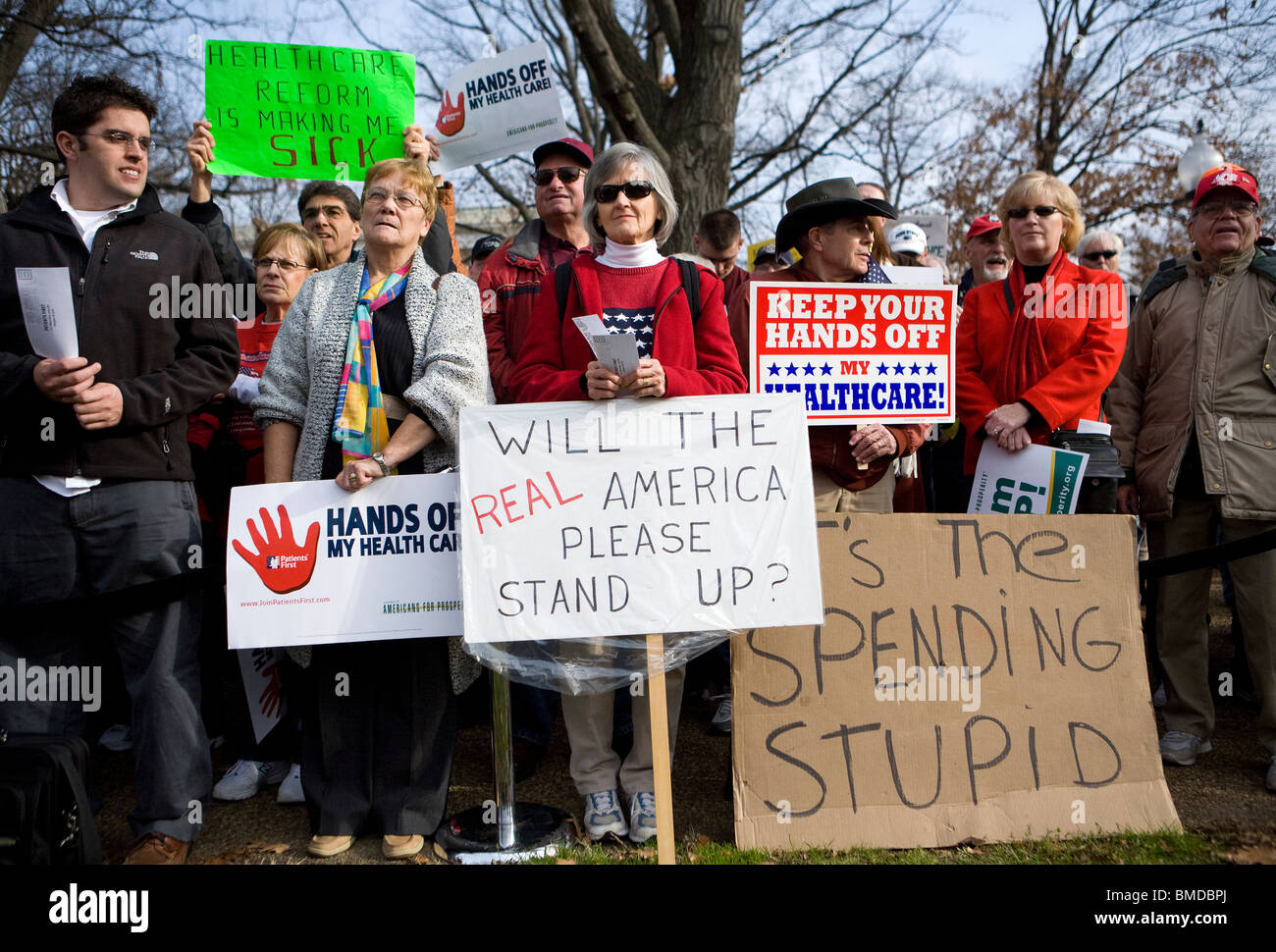 Un Tea Party Healthcare protesta. Foto Stock