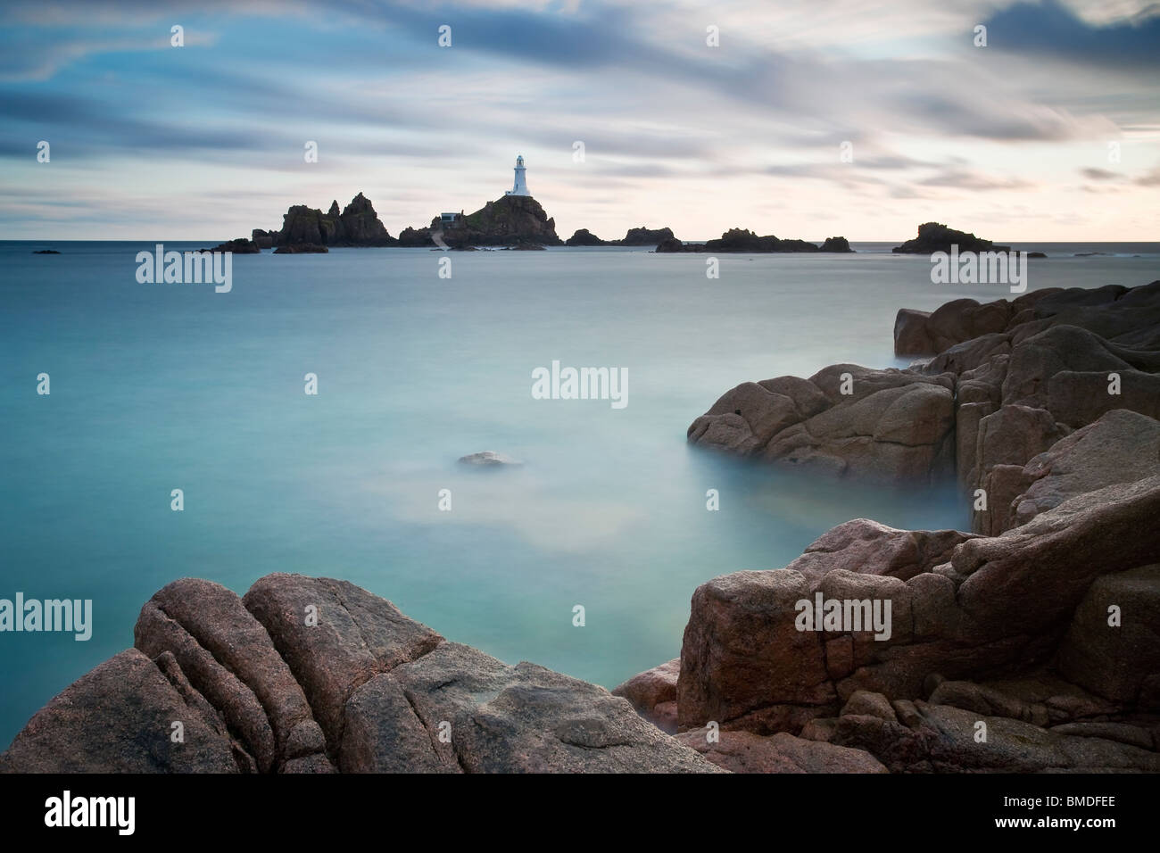 Corbiere Lighthouse, Jersey, Isole del Canale, Gran Bretagna Foto Stock