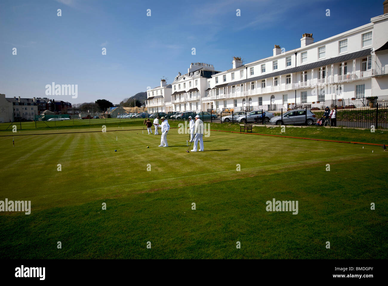 Sidmouth Devon UK terrazza fronte mare Hotel Club a crochet Foto Stock