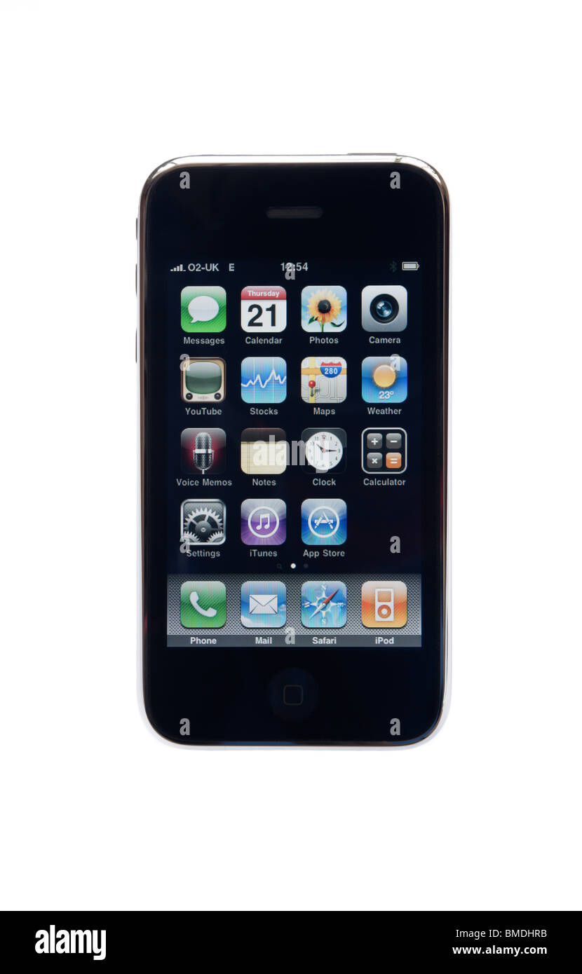 Apple iPhone 3G home page che mostra le applicazioni. Regno Unito Gran Bretagna Foto Stock
