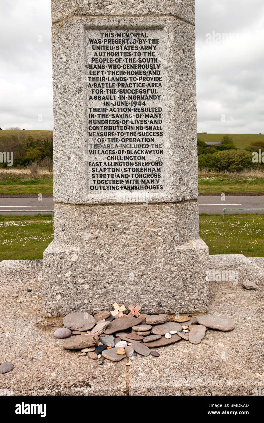 Regno Unito, Inghilterra, Devon, Slapton sands D giorno lo sbarco delle forze americane memorial Foto Stock