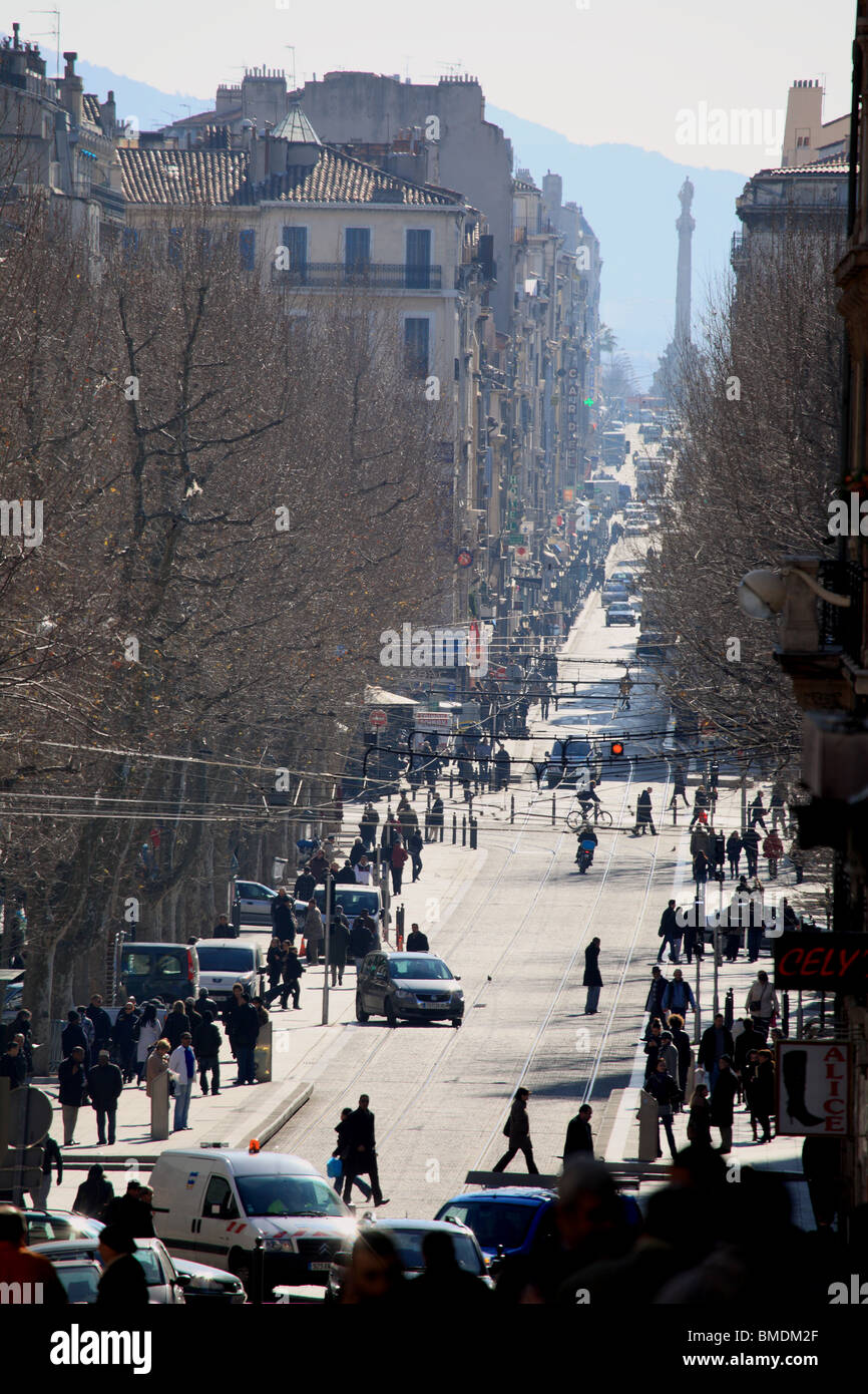 Prospettica di una Marsiglia avenue Foto Stock