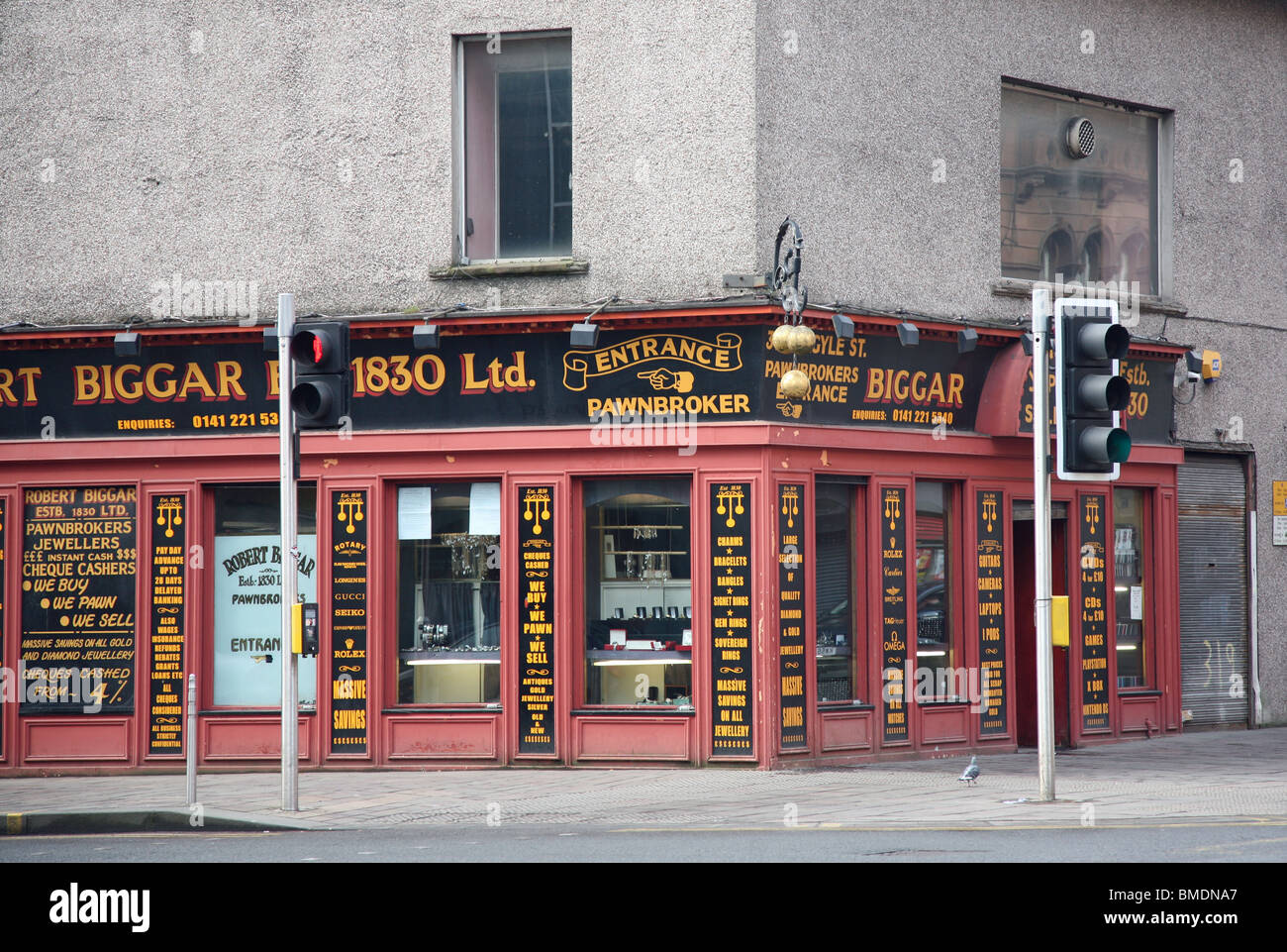 Biggar's pawnbrokers shop, Argyle Street, Glasgow, Scotland, Regno Unito Foto Stock