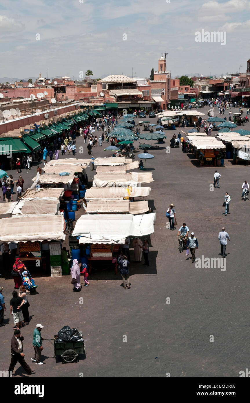 Marrakech,stand gastronomici in Piazza Jamaa El Fna Foto Stock