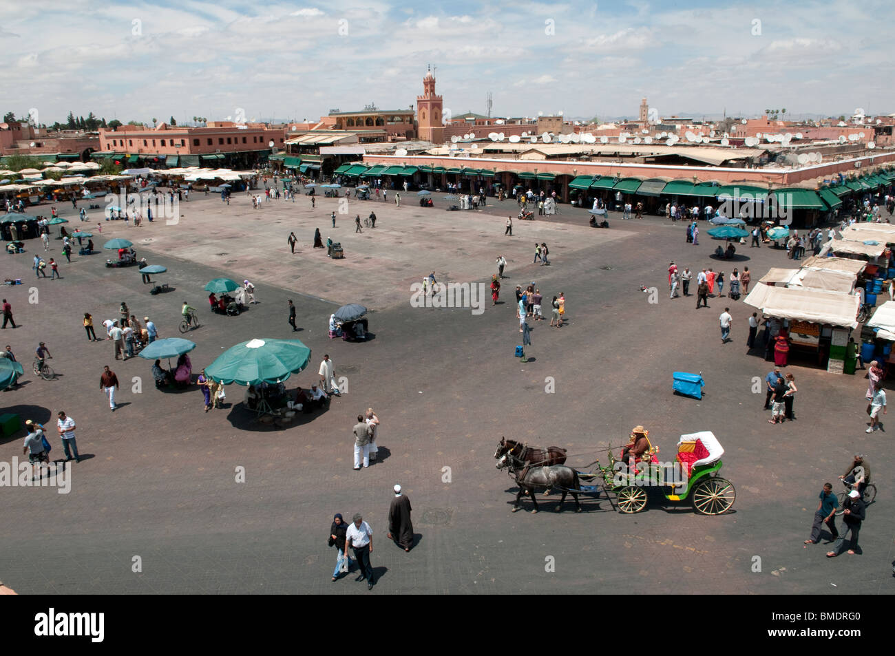 Marrakech,stand gastronomici in Piazza Jamaa El Fna Foto Stock