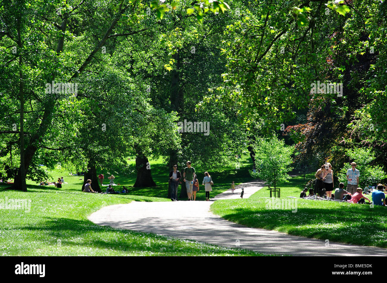 Percorso attraverso il parco verde, City of Westminster, Greater London, England, Regno Unito Foto Stock