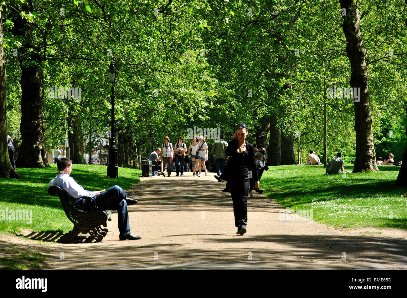 Percorso attraverso il parco verde, City of Westminster, Greater London, England, Regno Unito Foto Stock