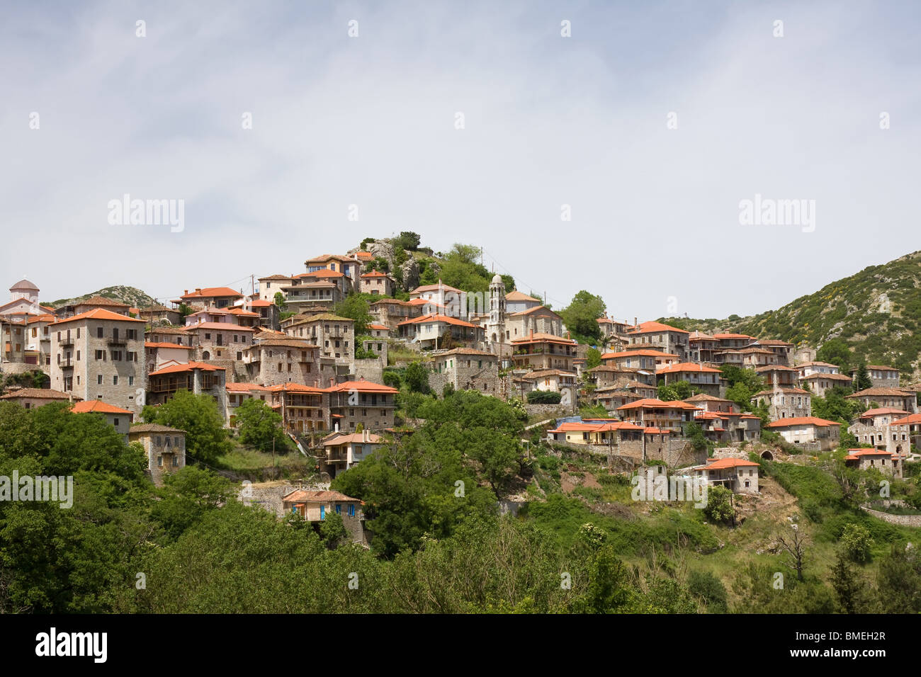 La pittoresca cittadina storica di Dimitsana, nel sud della Grecia (Peloponneso area) Foto Stock