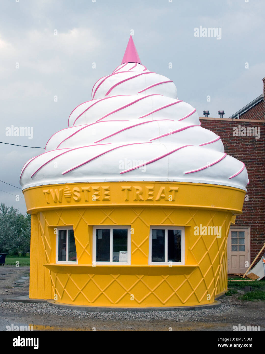 Cono gelato forma di edificio a Livingston Illinois Foto Stock