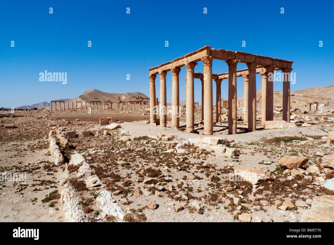 Palmyra o Tadmur aramaico antiche rovine del tempio di Ba'al dal 1 al 2 ° secolo D.C. Damasco Siria centrale il Medio Oriente Foto Stock