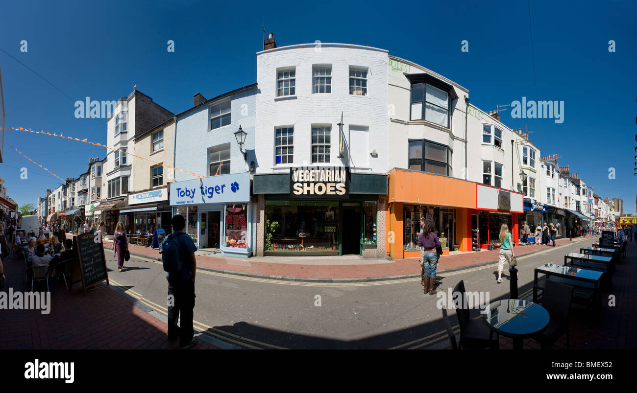 Le viste panoramiche di Brighton: Sydney Street, North Laine. Foto Stock