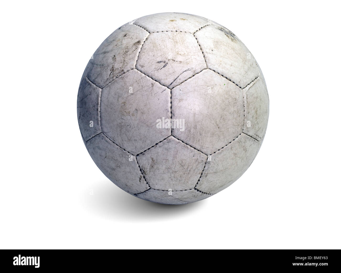 Pallone da calcio bianco con ombra Foto Stock