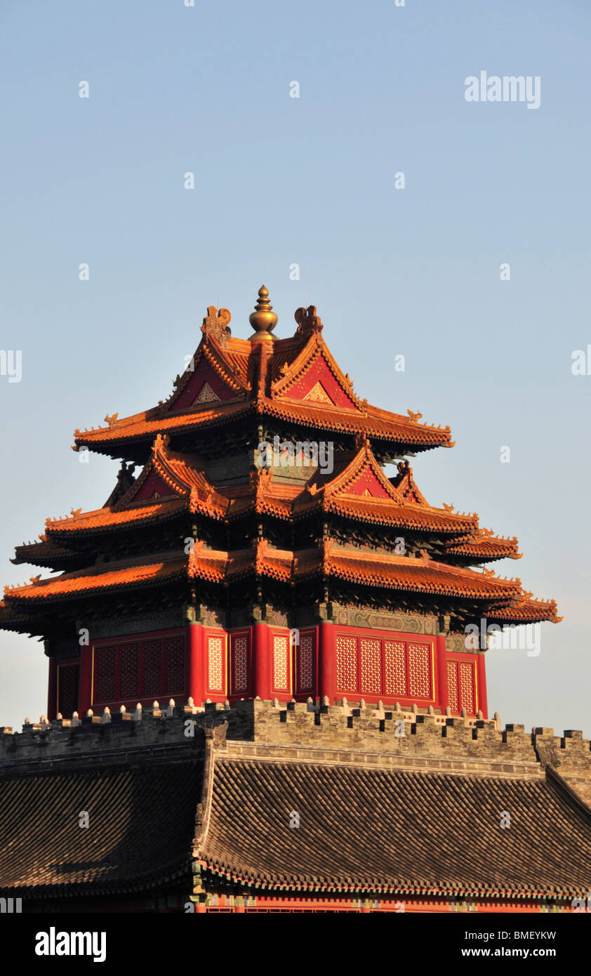 Angolo della torre della città proibita a Pechino, Cina Foto Stock