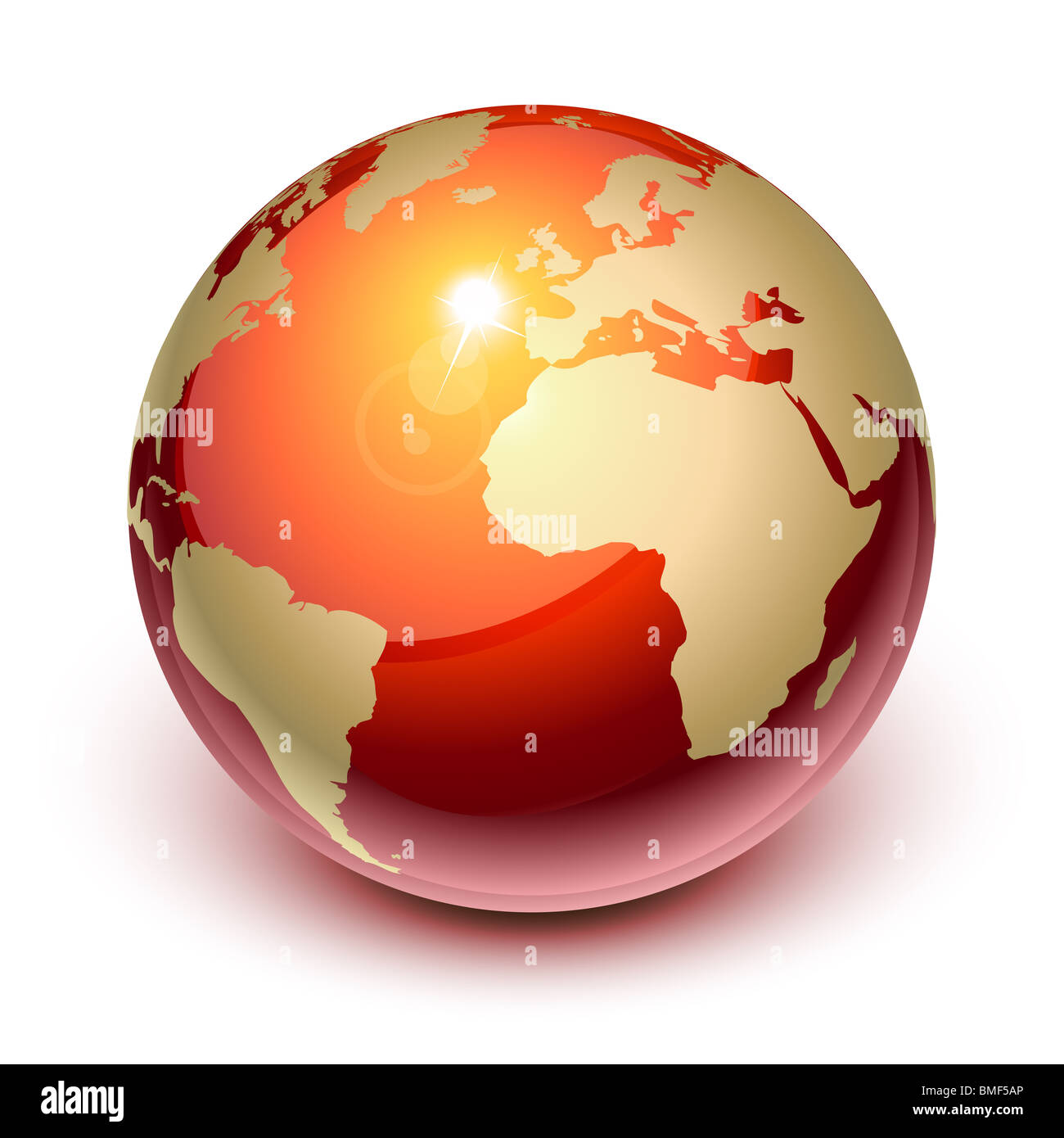 Terra rossa che mostra l Europa e l Africa Foto Stock